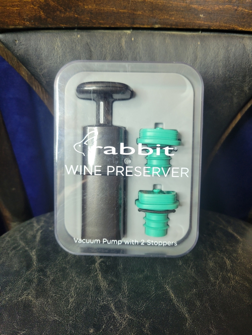 Rabbit Wine Preserver Vacuum Pump with Green Stoppers
